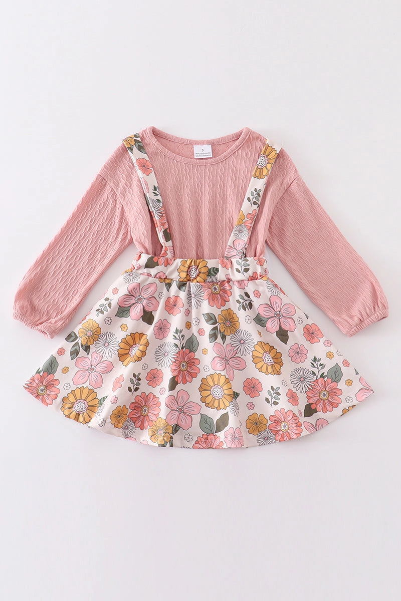 Pink Floral Overall Skirt
