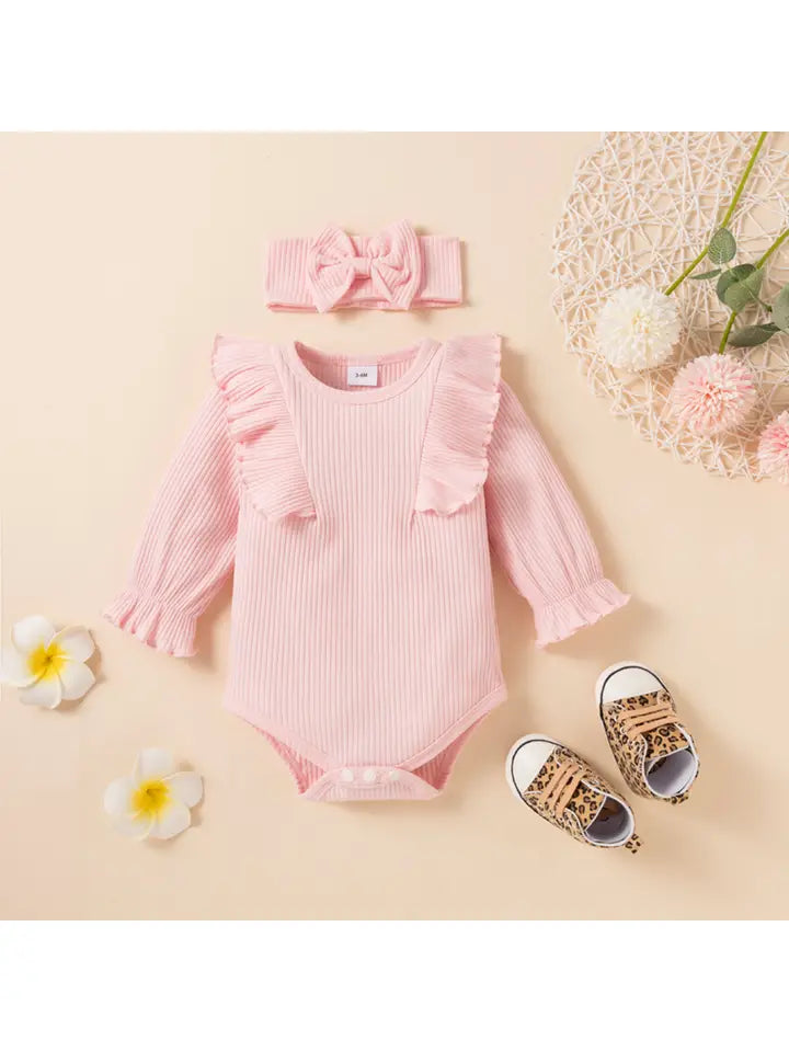 3 pc. Hedgehog Ribbed Romper