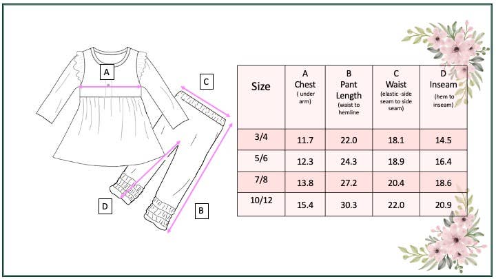 Sage Green Floral Tunic Top & Legging Pants Set