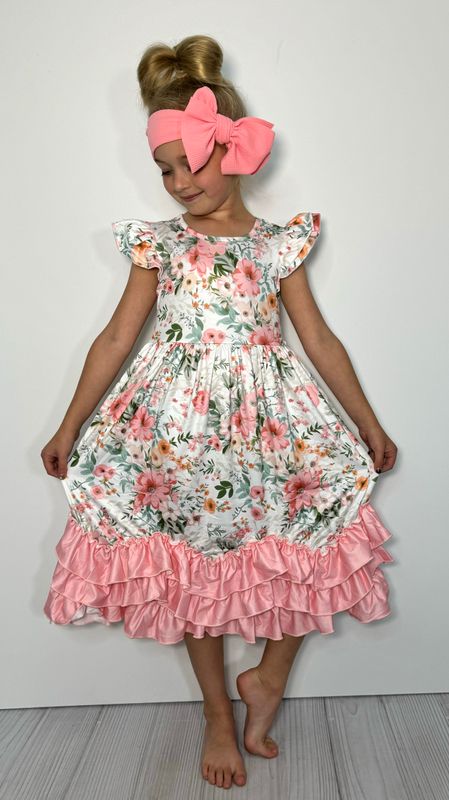 Peach Floral Maxi Dress