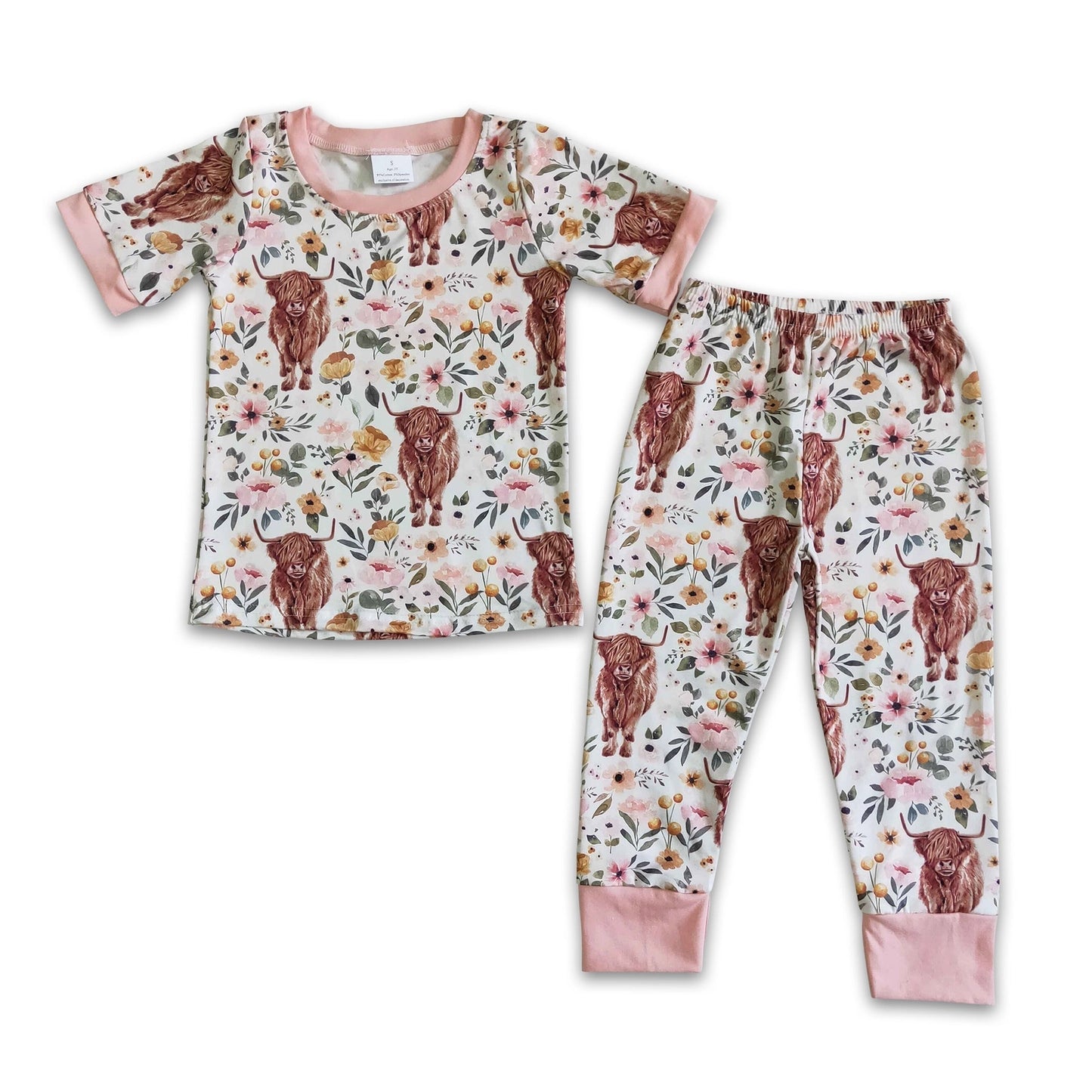 Pink Highland Cows PJ Set