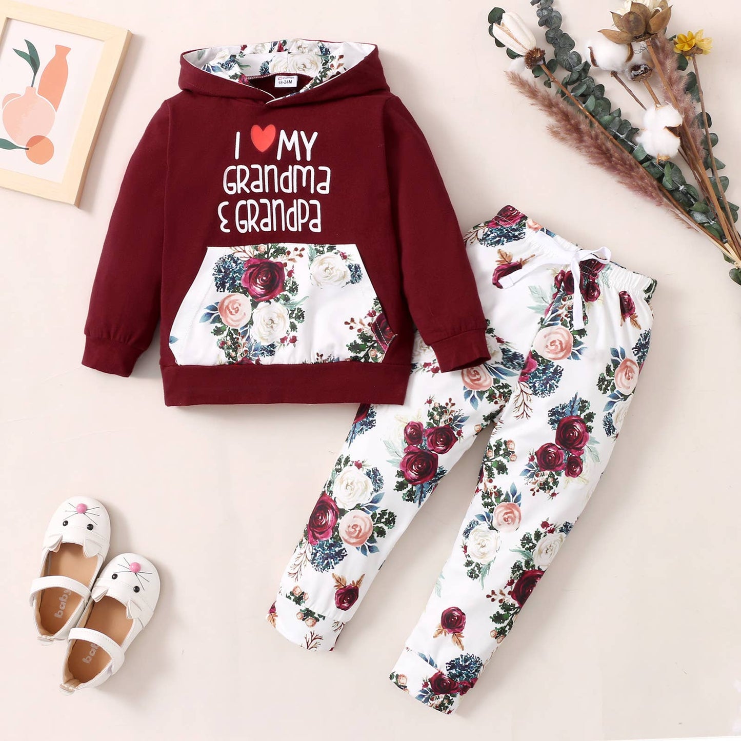 Toddler Girl 2pc Letter Hoodie Sweatshirt and Pants