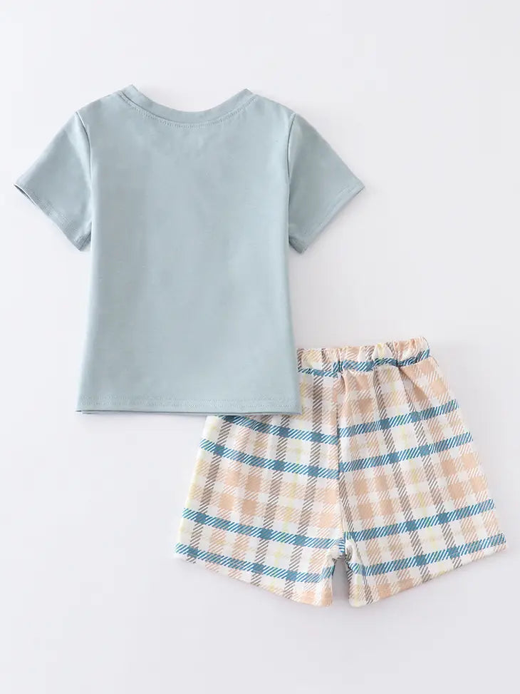 Blue Plaid Short Set