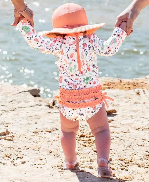 Desert Blossoms Long Sleeve One Piece Rash Guard Swimsuit