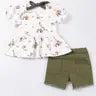 Green Rainbow Demin Short Set