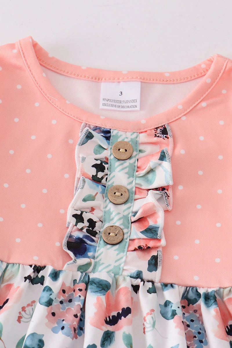 Coral Floral Ruffle Set