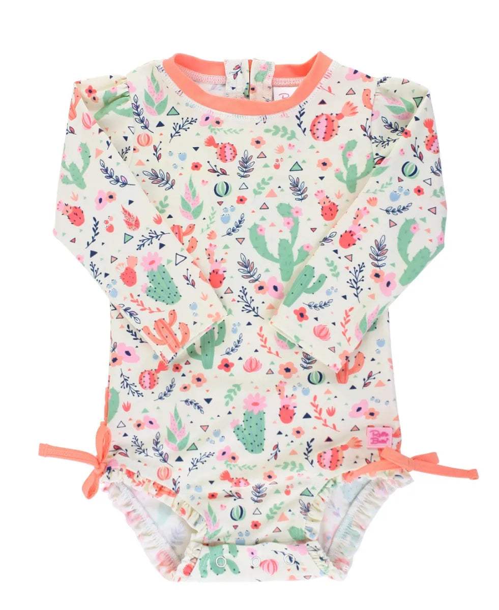 Desert Blossoms Long Sleeve One Piece Rash Guard Swimsuit