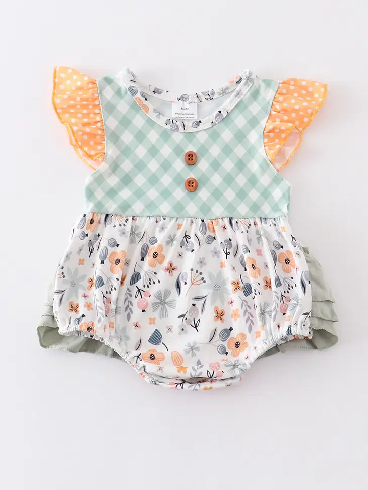 Yellow Floral Print Romper