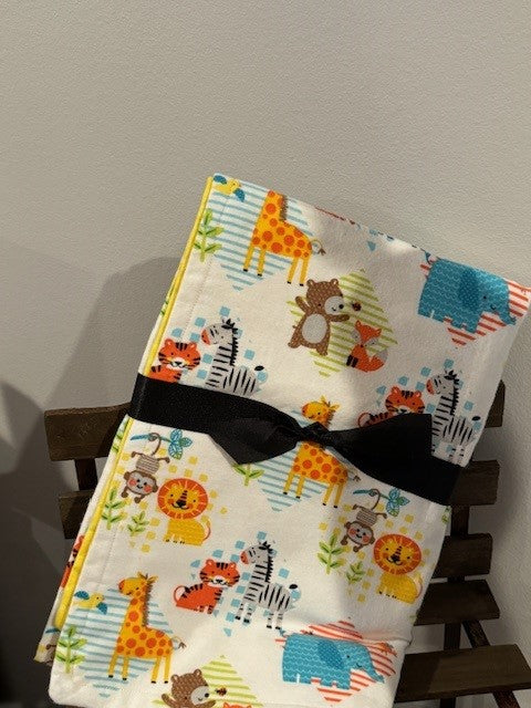 Flannel Zoo Animal Crib Blanket