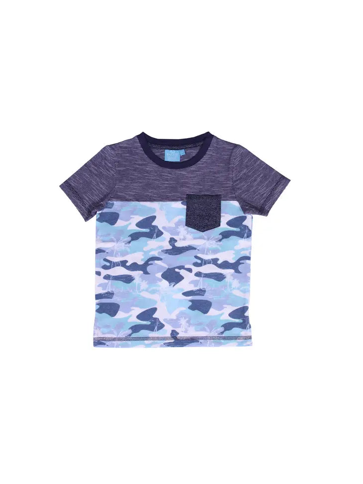 Blue Camo Palms Pocket Tee