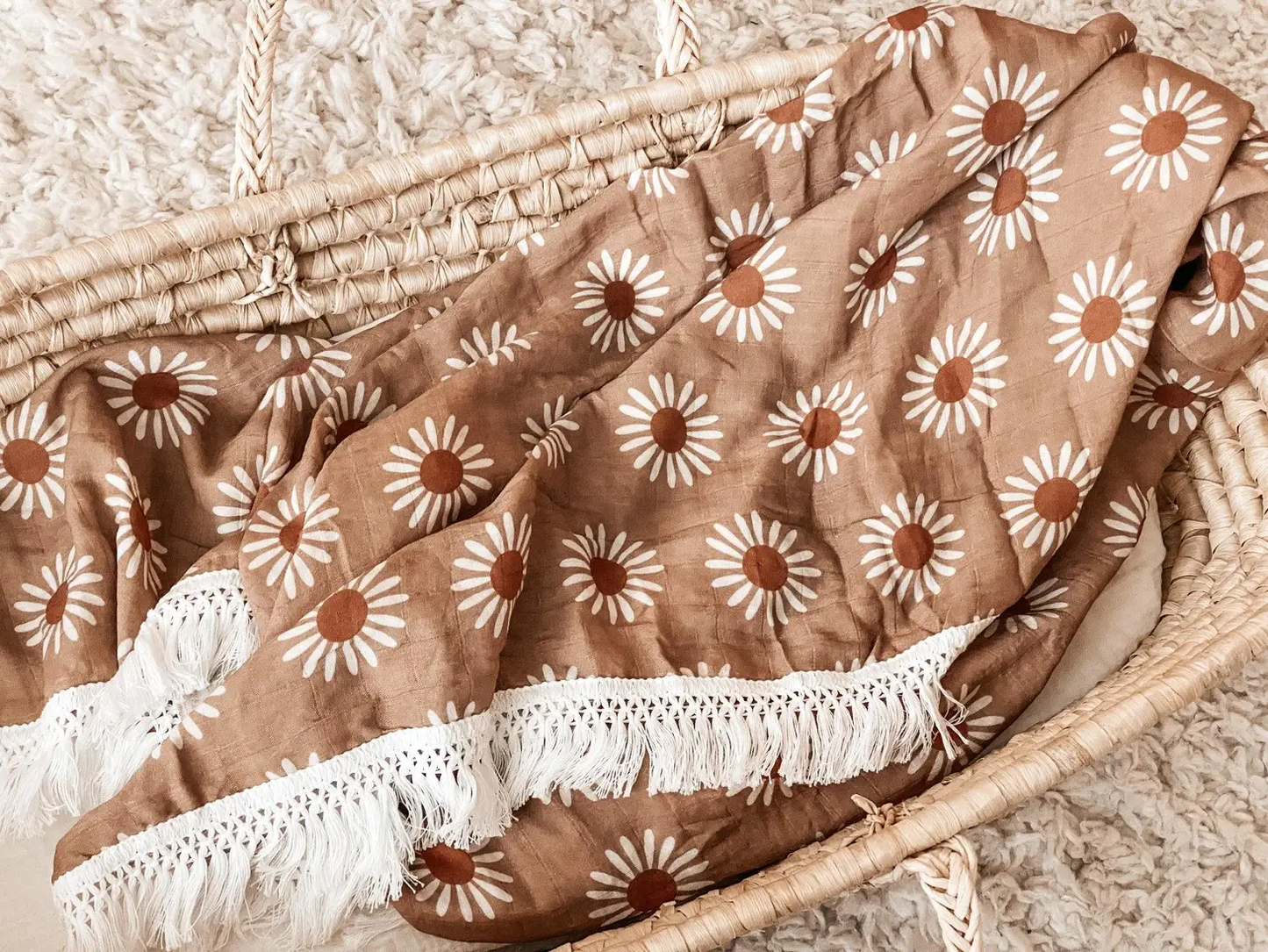 Daisy Fringe Swaddle Blanket