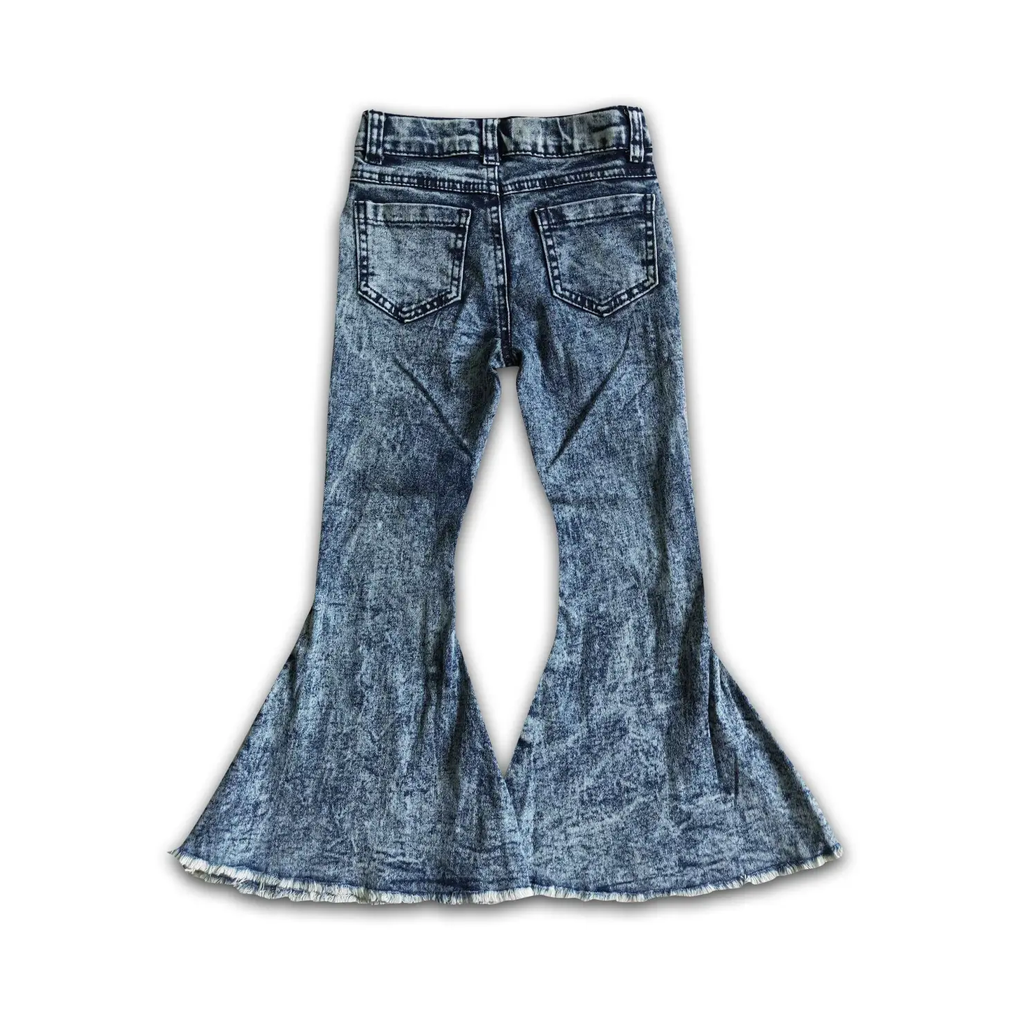 Girls Acid Darkish Denim Flares