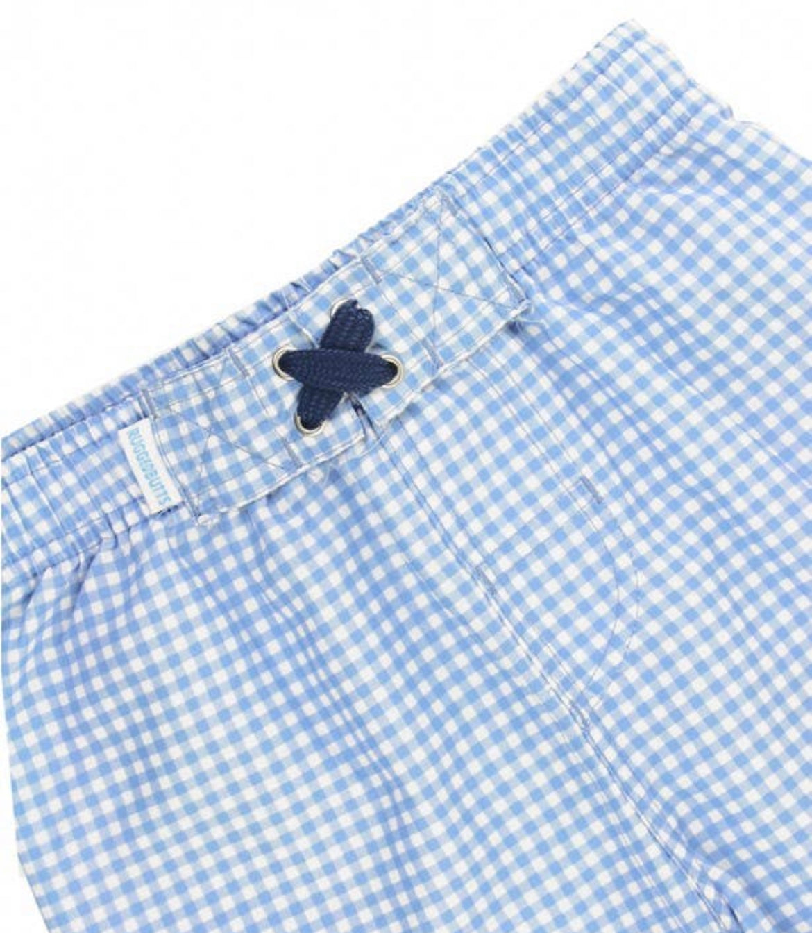 Cornflower Blue Gingham Swim Trunks
