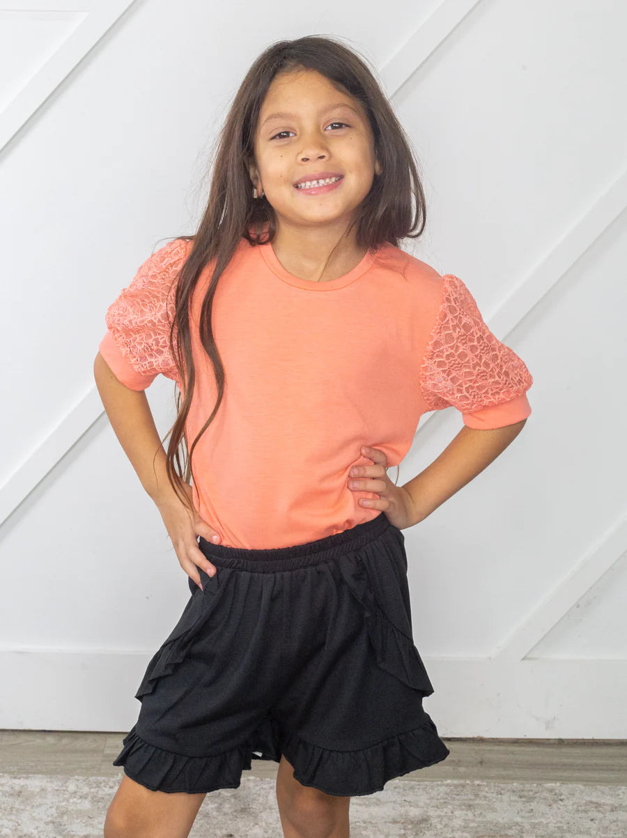 GIRLS' MINDING MY BUSINESS RUFFLE SHORTS