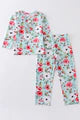 Red floral print bamboo pajamas set