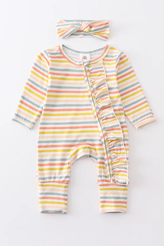 2pc Multicolored Ruffle Romper