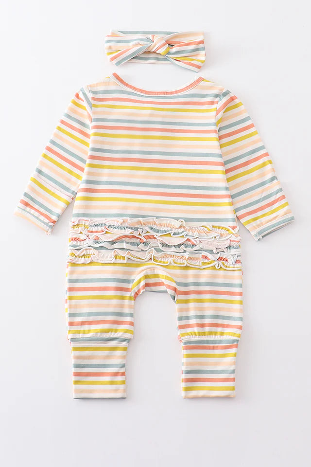 2pc Multicolored Ruffle Romper