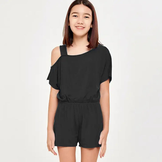 Black - One Shoulder Romper