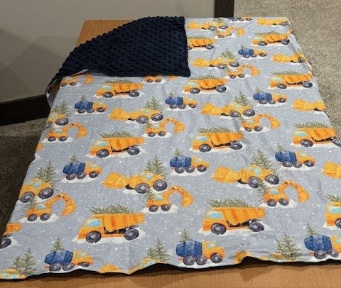 Blue Construction  Minky  Blanket