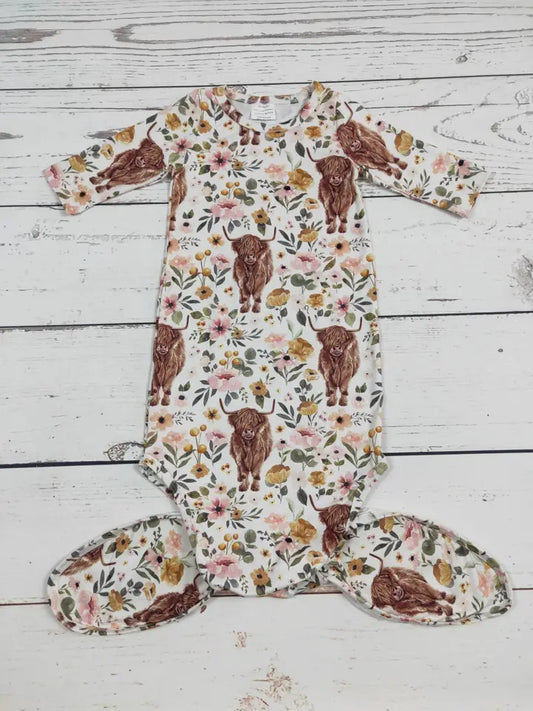 Floral Cow Print Infant nightgown