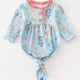 Blue floral print baby gown