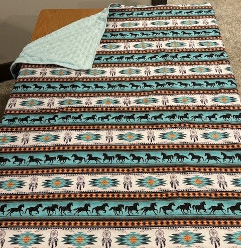 Baby Turquoise Horse Minky  Blanket