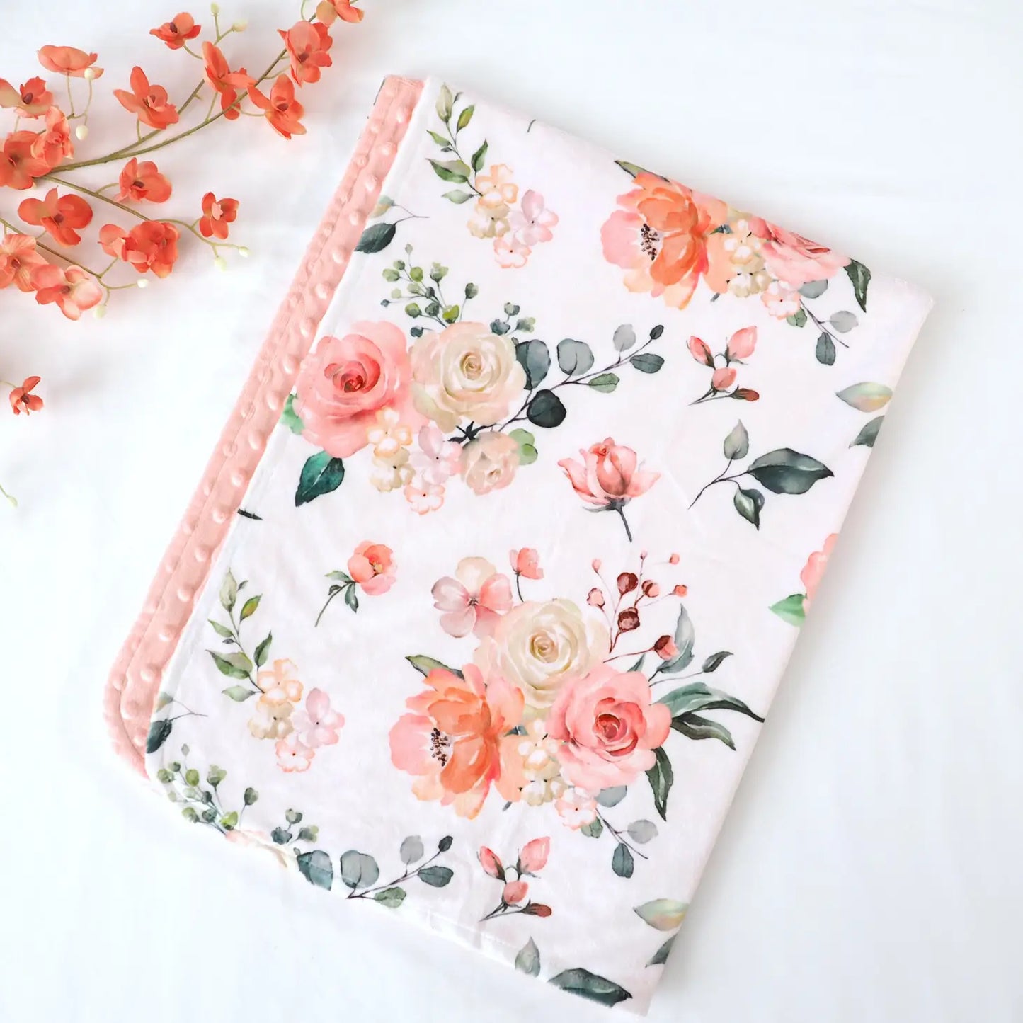 Baby & Toddler Blanket - Peach Floral