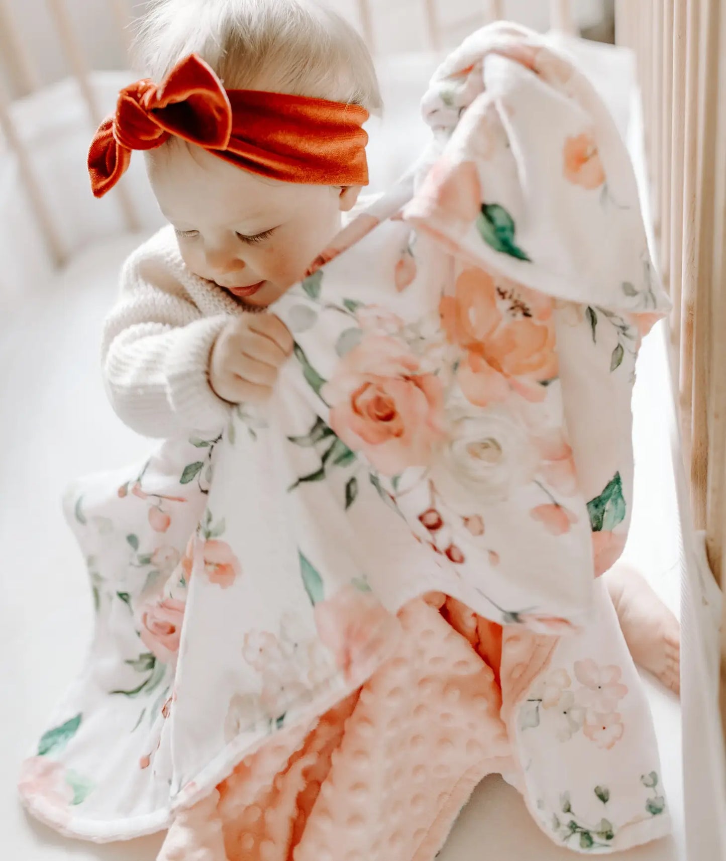 Baby & Toddler Blanket - Peach Floral