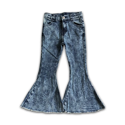 Girls Acid Darkish Denim Flares