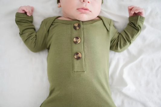 Olive Green Knotted Baby Gown