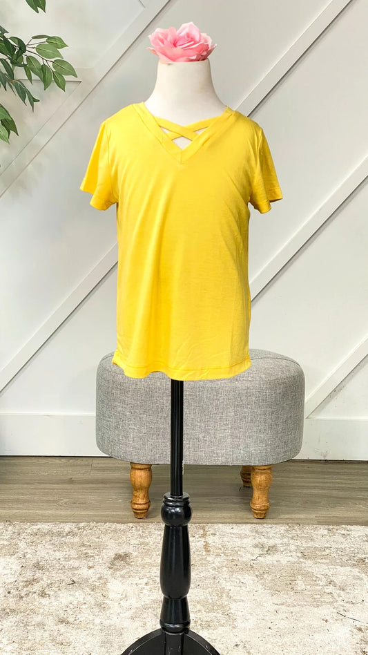 GIRLS' TANGLED V-NECK BASICS IN YELLOW