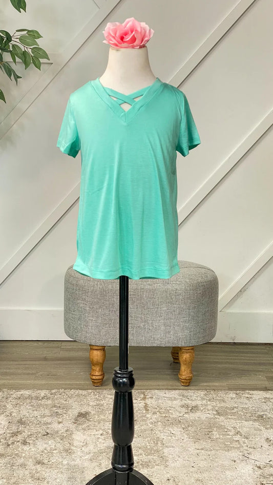 GIRLS' TANGLED V-NECK BASICS IN MINT