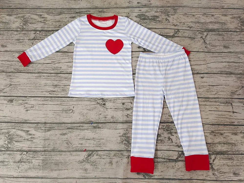 Blue Heart Stripe Pajamas