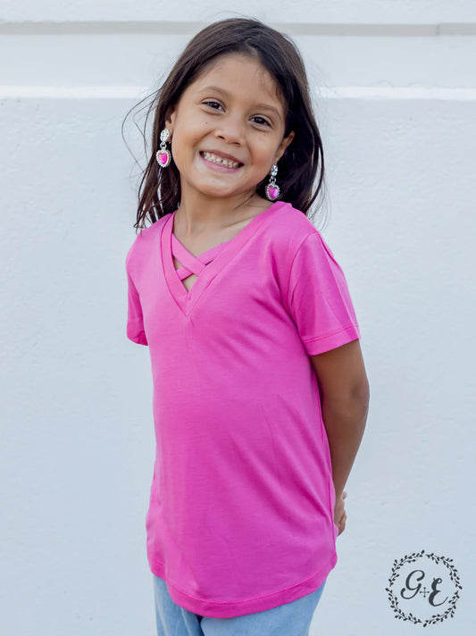 GIRLS' TANGLED V-NECK BASICS IN PINK